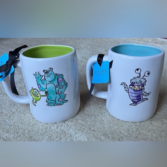 NWT Lot of 2 Rae Dunn Disney Pixar Monsters Inc Mugs - SCREAM TEAM & BOO!